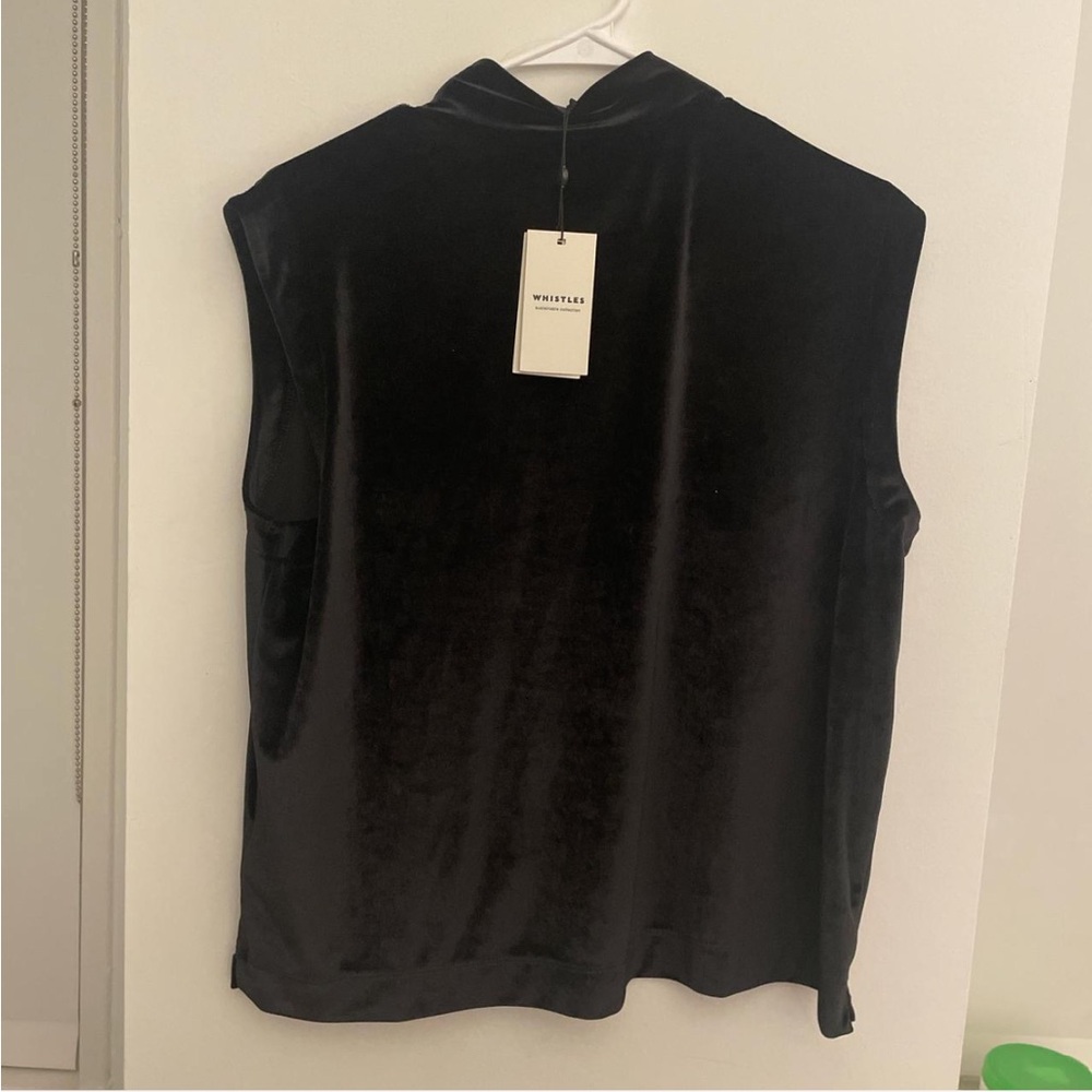 Black Velvet high neck Top. Whistles Sustainable Collection.